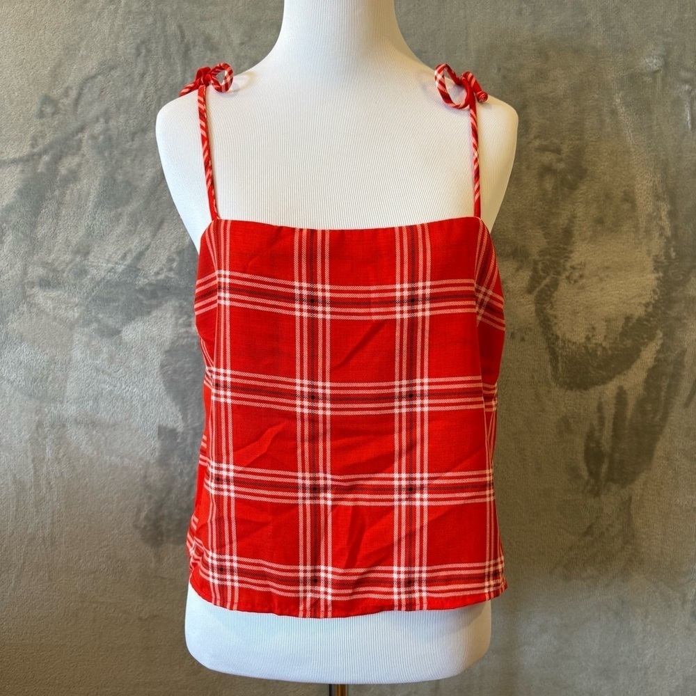 Y2K Plaid Cropped 4th of July Tank Sz M